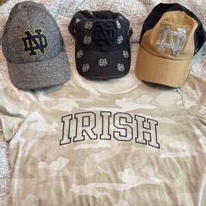 Notre Dame shirt and hats bundle